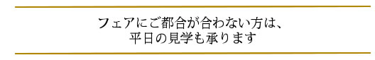 フェアに都合が合わない方は平日の見学も承ります